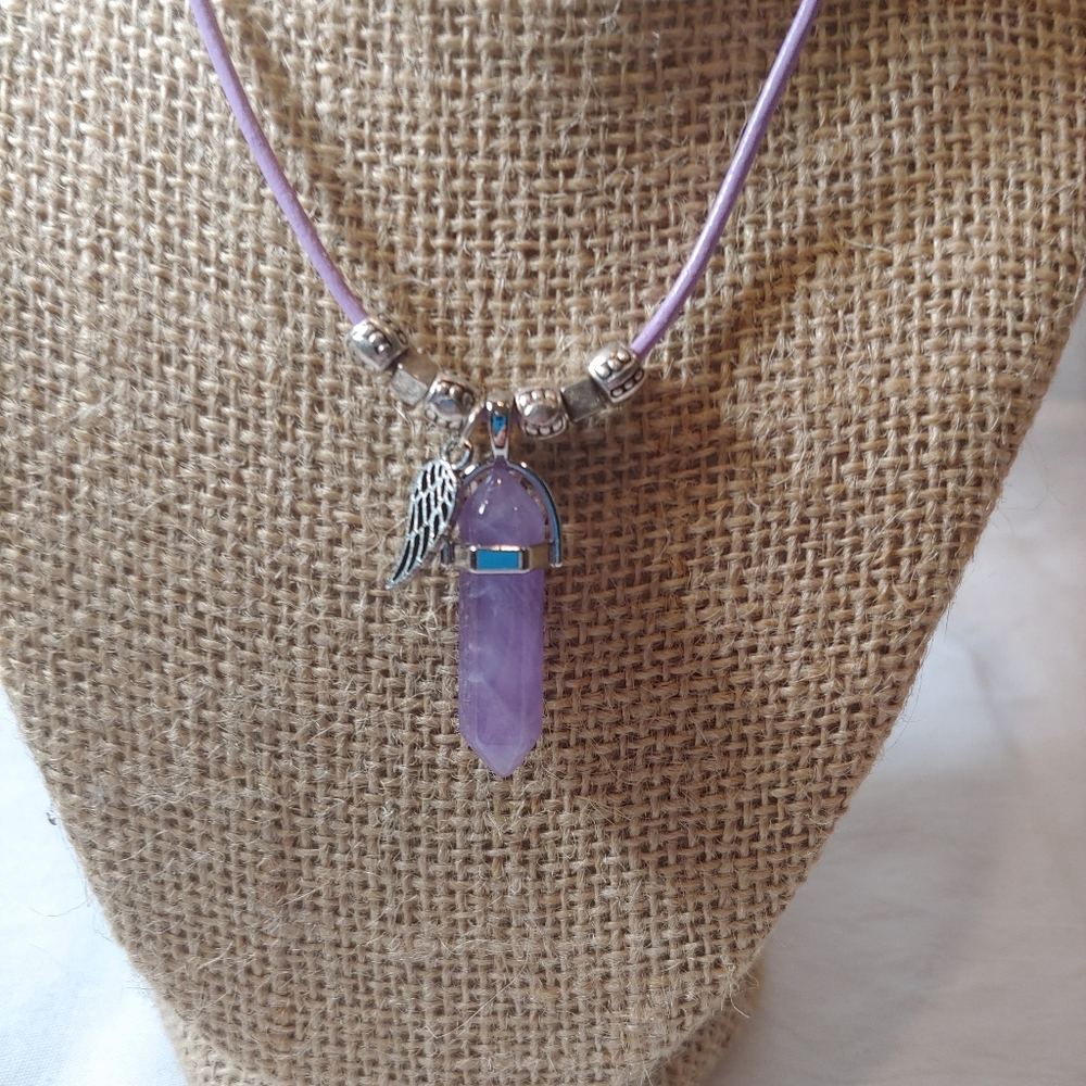 Purple Agate Hexagon Necklace